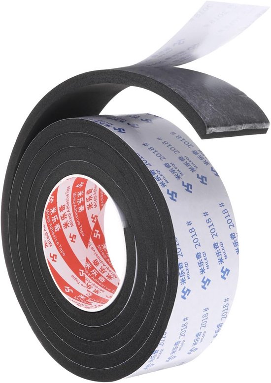 Zelfklevende schuimrubber afdichtstrip zwart 2m x 5cm x 8mm voor ramen, deuren, isolatie, tochtstopper