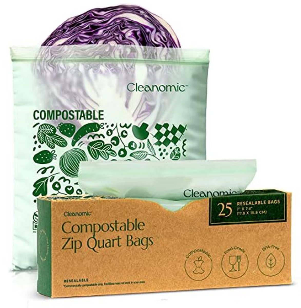 Composteerbare Ziplock Zakken - Biologisch Afbreekbare Quart en Gallon Bewaarzakken