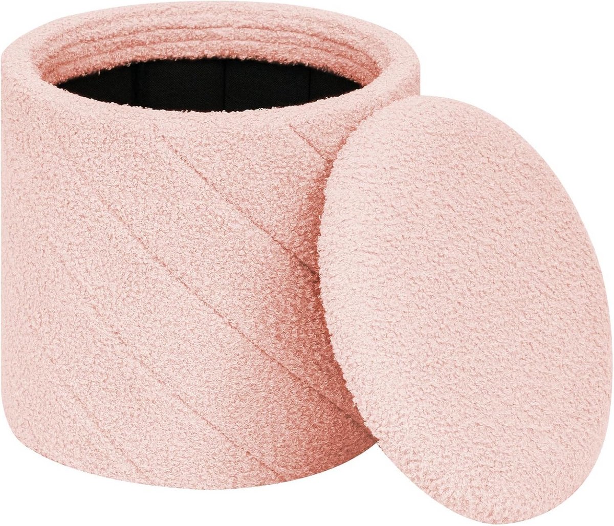 Opbergkruk - Voetenbank Kruk - Woonkamer Organiseren - Opvouwbaar Ontwerp - 33x33x35 cm - Roze