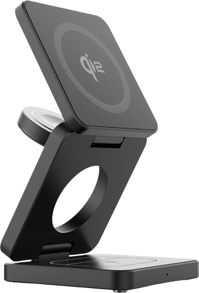 Dutch Quality® Opvouwbaar 3-In-1 Draadloze Qi2 Oplader- 15W- Oplaadstation- Geschikt voor smartphones, Apple Watch en AirPods - snellader geschikt voor Qi2 - zonder adapter