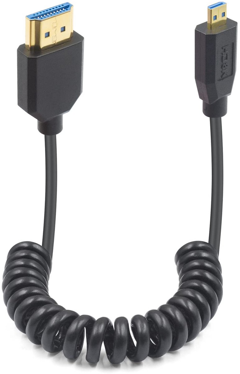 Micro HDMI naar HDMI 2.1 Kabel Oprolbaar 1.2m - Ondersteunt 8K@60Hz & 4K@120Hz - Geschikt voor Camera, Tablet en Telefoon