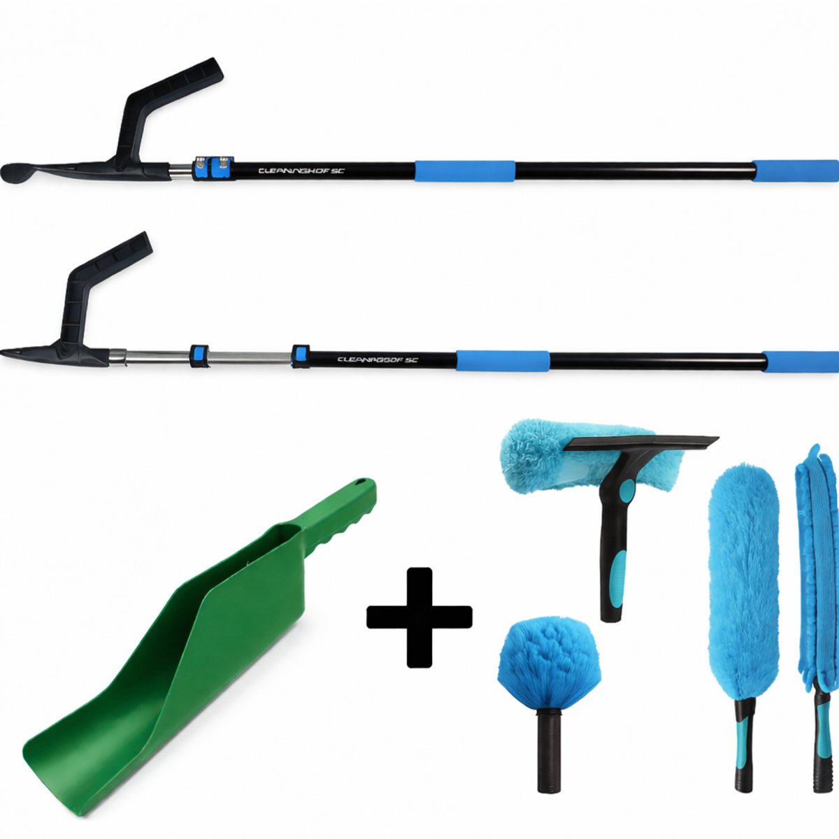 Cleaningshop - Dakgoten - Dakgootreiniger - Dakgootschep - Dakgoottrekker - Telescopische steel - Gootschep