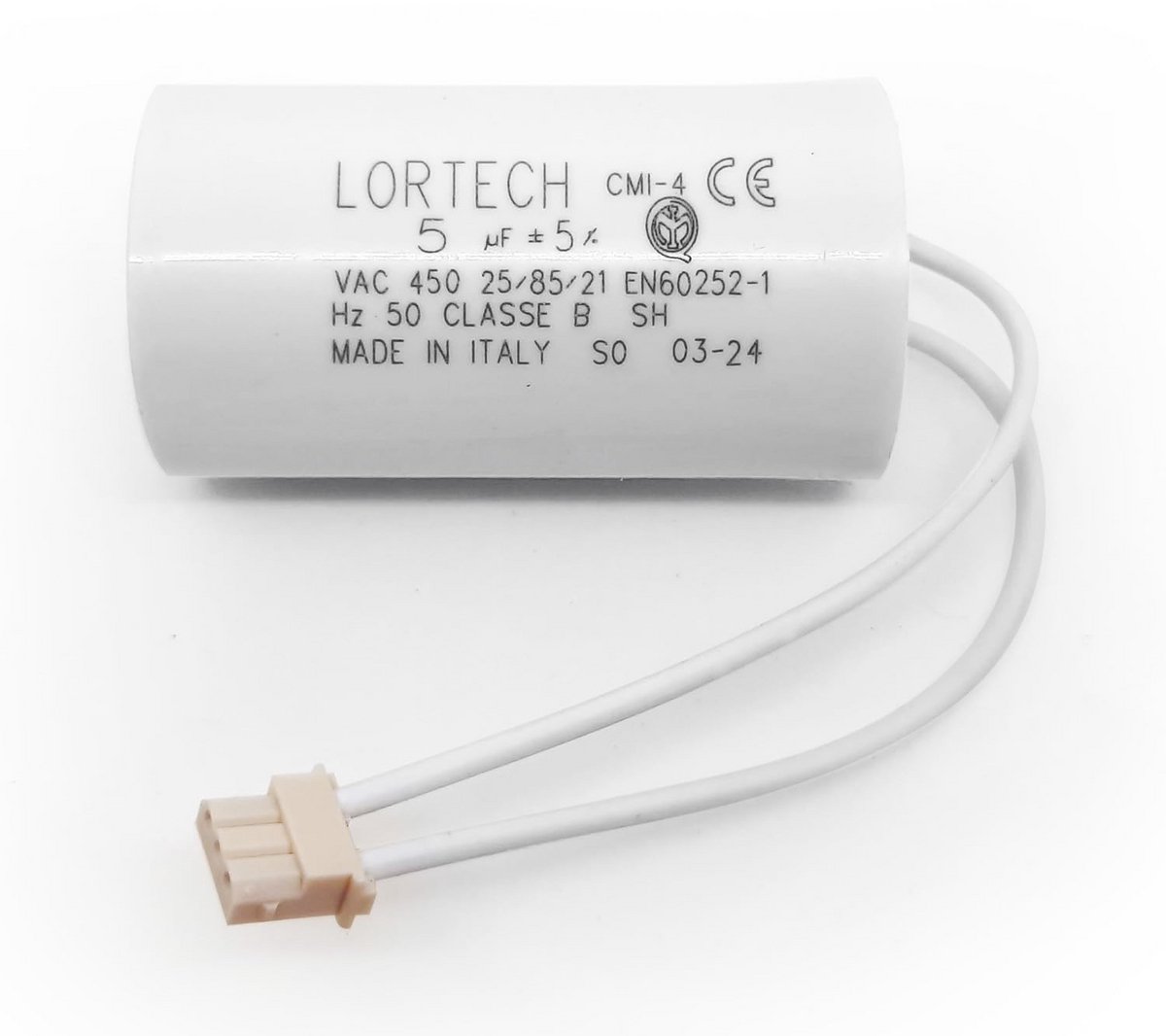 Condensator 5 µF voor Motor (Ø30x55mm) met Aansluiting - Platte Bodem