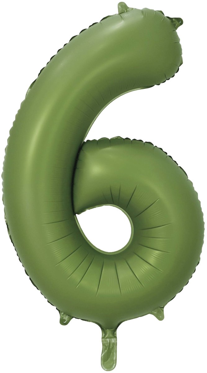 Folieballon 34″ cijfer 6 – Olijfgroen