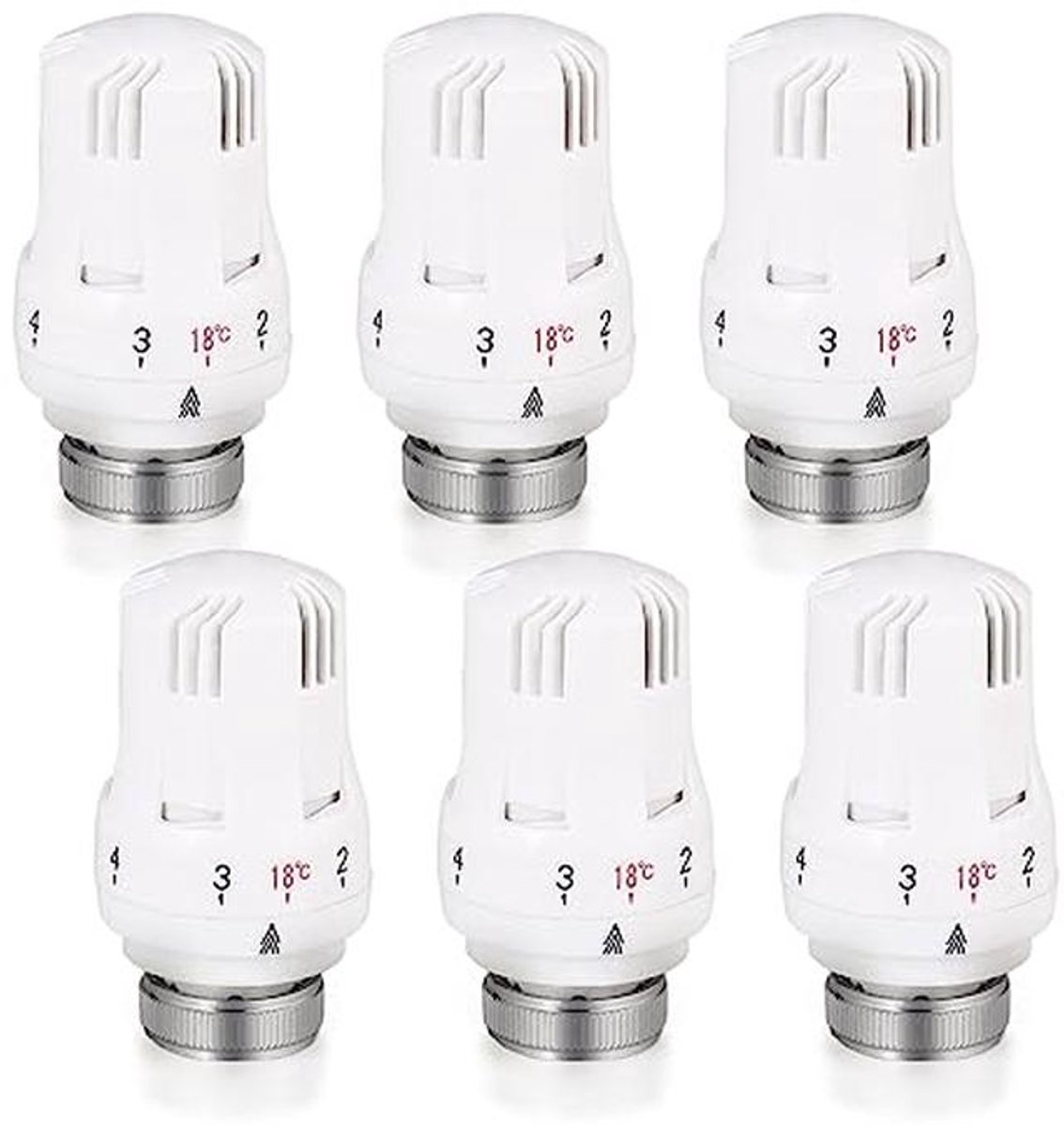 Thermostaatkop M30 x 1,5 voor Radiatoren - Set van 6 Vervangingskoppen
