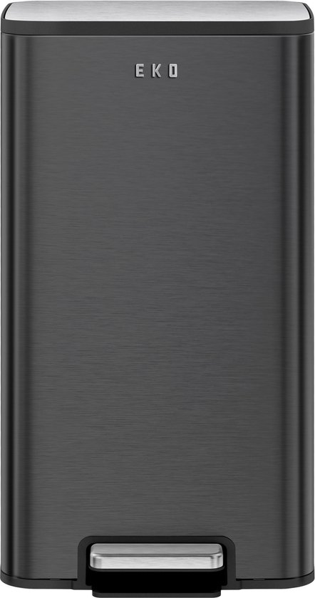EKO - Marina Pedaalemmer 30 liter - Stainless steel Plastic - mat zwart - Prullenbak