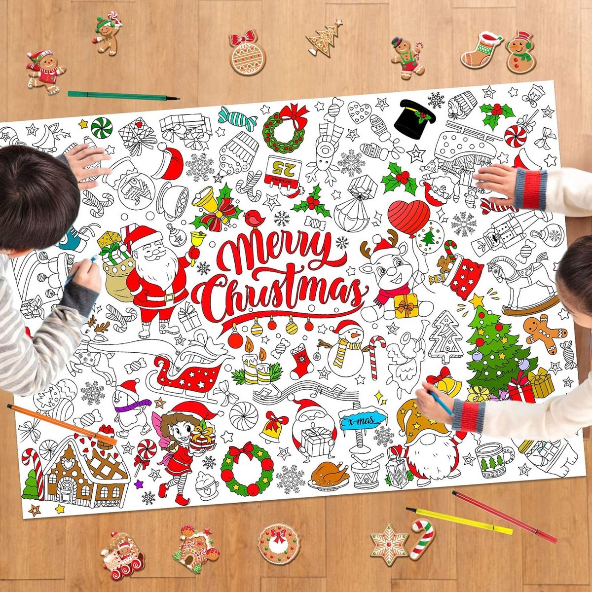 Groot Inkleedbaar Tafelkleed voor Kerstmis - Kinderen Knutsel-, Teken- en Tafeldecoratie