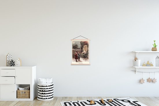 Illustration Vintage enfants pendant Noël affiche textielposter lattes vierge 40x53 cm - Tirage photo sur plaque scolaire (décoration murale salon / chambre)