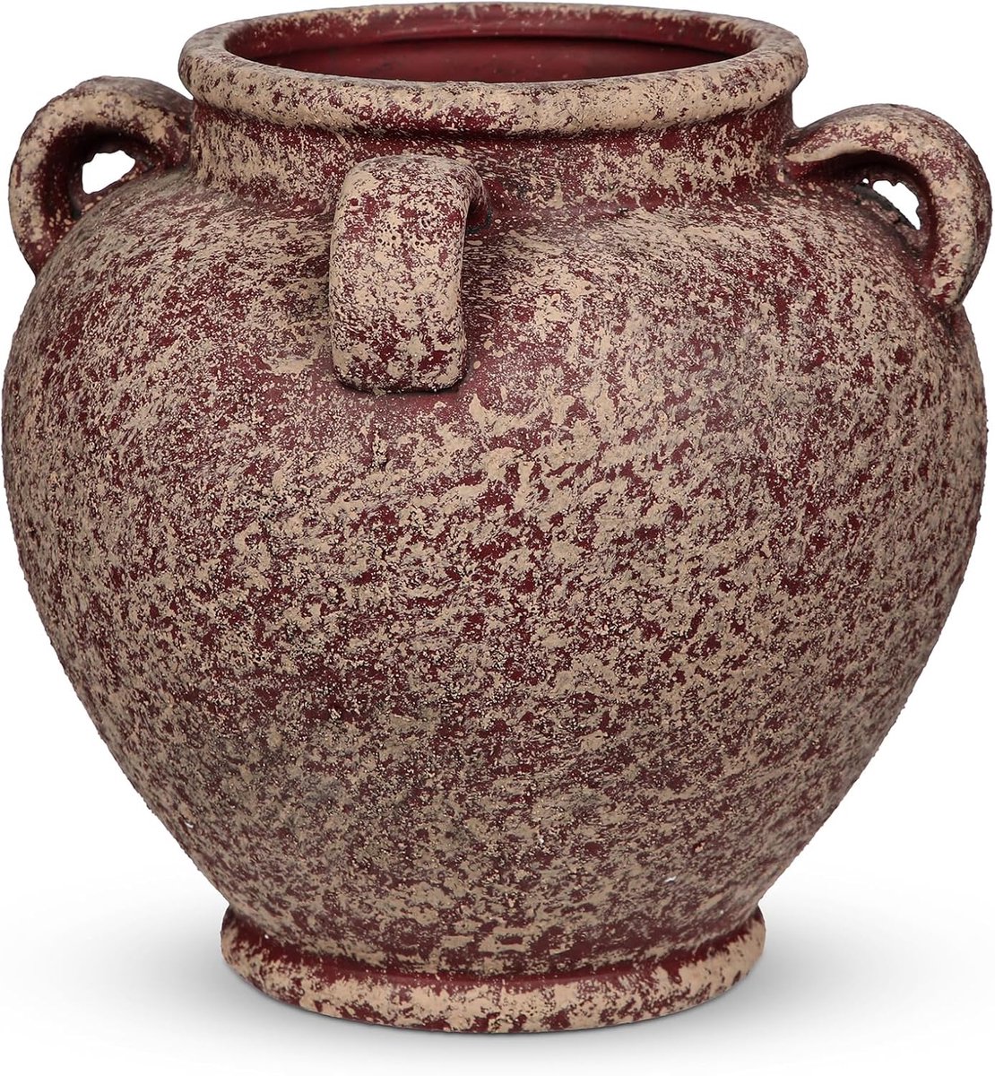 Famanu Handgemaakte keramische vaas met handvatten, vintage terracotta tafelvaas voor pampasgras Type 1 rood