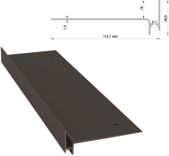 Trapprofiel | Voor traptreden & bordessen | Aluminium | 24,5 x 10 mm Trapprofiel | Voor traptreden & bordessen | Aluminium | 24,5 x 10 mm