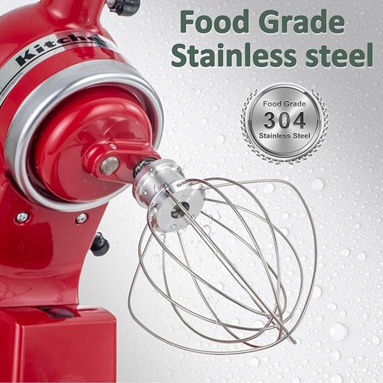 Geschikt Voor Kitchenaid K45ww Rvs Draadgarde - 6-Draads Garde - Garde - Vaatwasmachinebestendig - Taart Mayonaise Garde - Roestvrijstalen Opzetstuk Eierklopper - Mixeronderdelen - Zilver van Merkloos — afbeelding 2