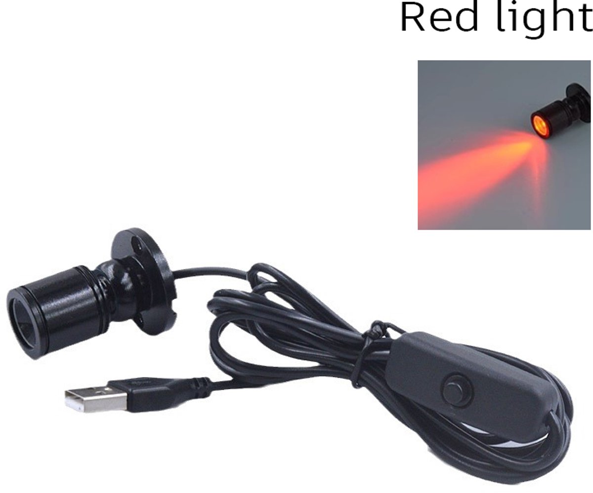 Rode LED USB 5V 3W LED-spot voor opbouwmontage, kastverlichting, vitrines, toonbankverlichting, sieradenverlichting, draaibare plafondminispot - 4 stuks