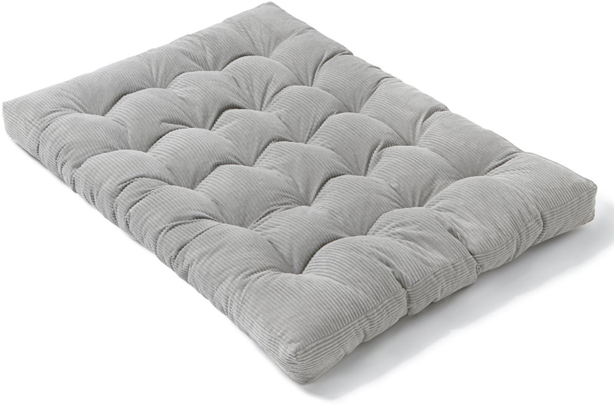 Bananair - Futon matras - Futon bed - Vloermatras - Logeerbed Tweepersoons - Ribfluweel - 160x200 cm - Lichtgrijs