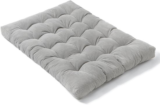 Bananair - Matelas Futon - Lit Futon - Matelas de sol - Lit d'appoint deux places - Velours côtelé - 160x200 cm - Gris clair