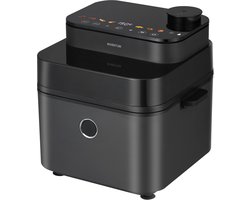 Inventum GF730HLDB Airfryer XXL - 7,3L - Crispy- & stoomfunctie - Kijkvenster - 8 programma's - 80-200 °C - PFAS-vrij - Tot 6 personen - Grijs/Zwart