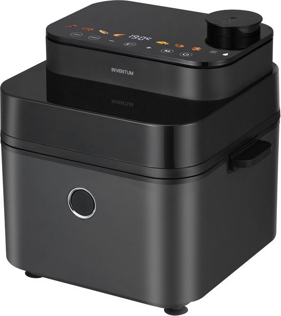 Inventum GF730HLDB - Airfryer - Hetelucht friteuse - 7,3 liter - Stoomfunctie - Crispfunctie - Kijkvenster - 40 tot 200 graden - Timer - 1450 watt - Zwart