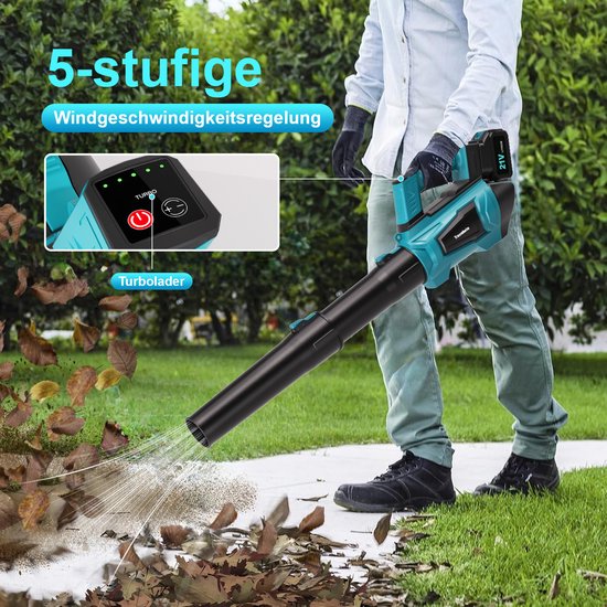 Accu Bladblazer - met Borstelloze Motor - 2x 6000mAh Accu en Lader - 306 km/h Windsnelheid - 5 Standen + Turbostand - voor Huis, Tuin en Werk - bladblazer elektrisch - bladblazers van Merkloos	 — afbeelding 4