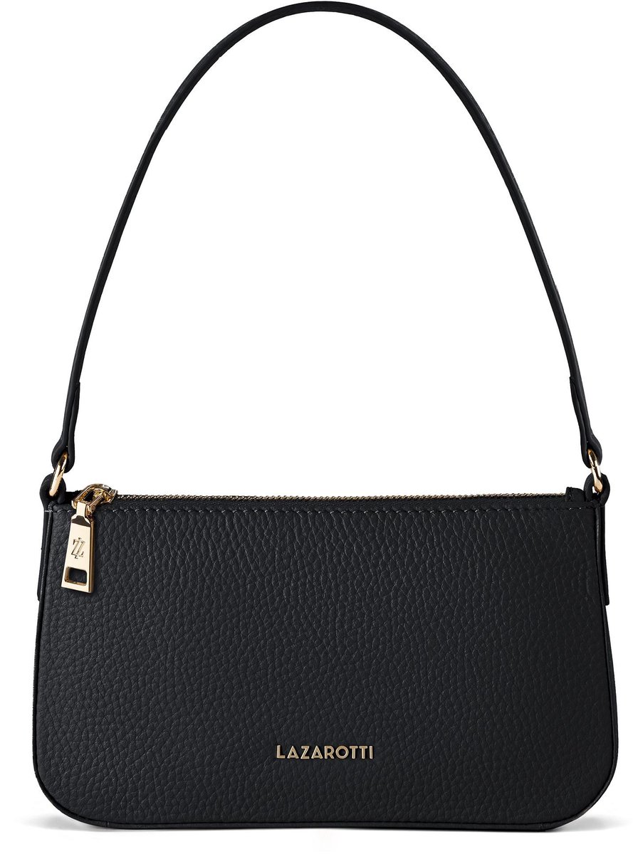 Lazarotti Leren schoudertas Bologna Leather Pochette Black zwart