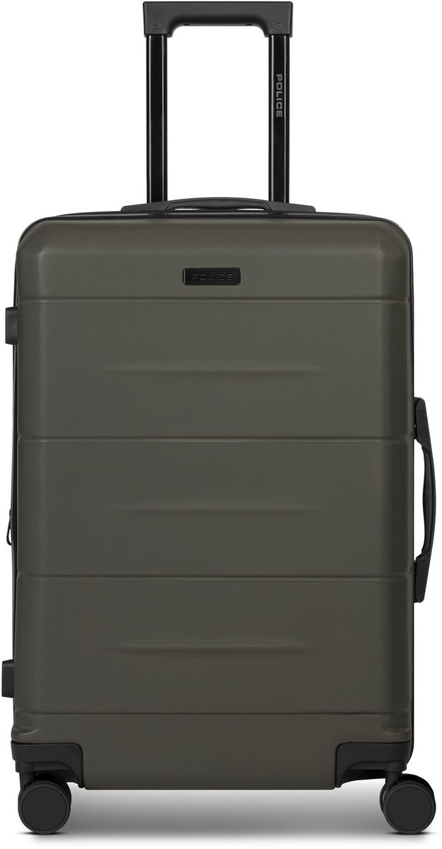 Police London 4 wielen Trolley 64 cm met uitbreidingsplooi - Harde bagage - Combinatieslot - cool olive