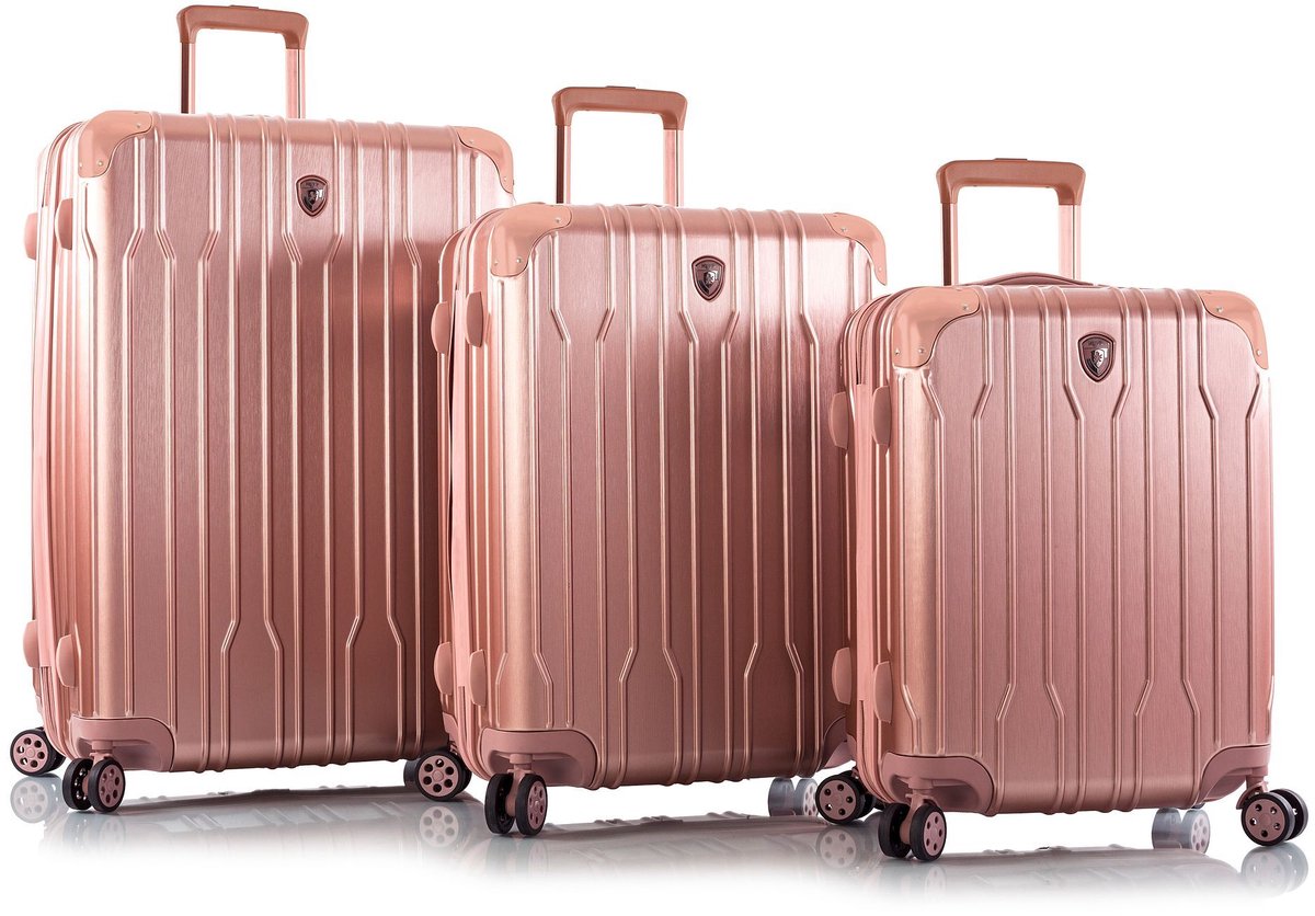 Heys Xtrak 4 wielen Kofferset 3-delig met uitbreidingsplooi - Harde bagage - TSA slot - rose gold
