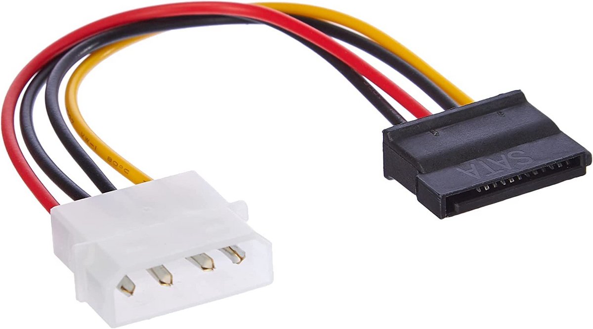 Adapterkabel van Molex naar SATA - 4 polen naar 2 x 15 polen - 18 AWG - 15 cm
