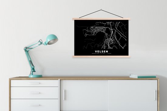 Porte-affiche avec affiche - Affiche scolaire - Carte - Velsen - Zwart - 90x60 cm - Lattes vierges