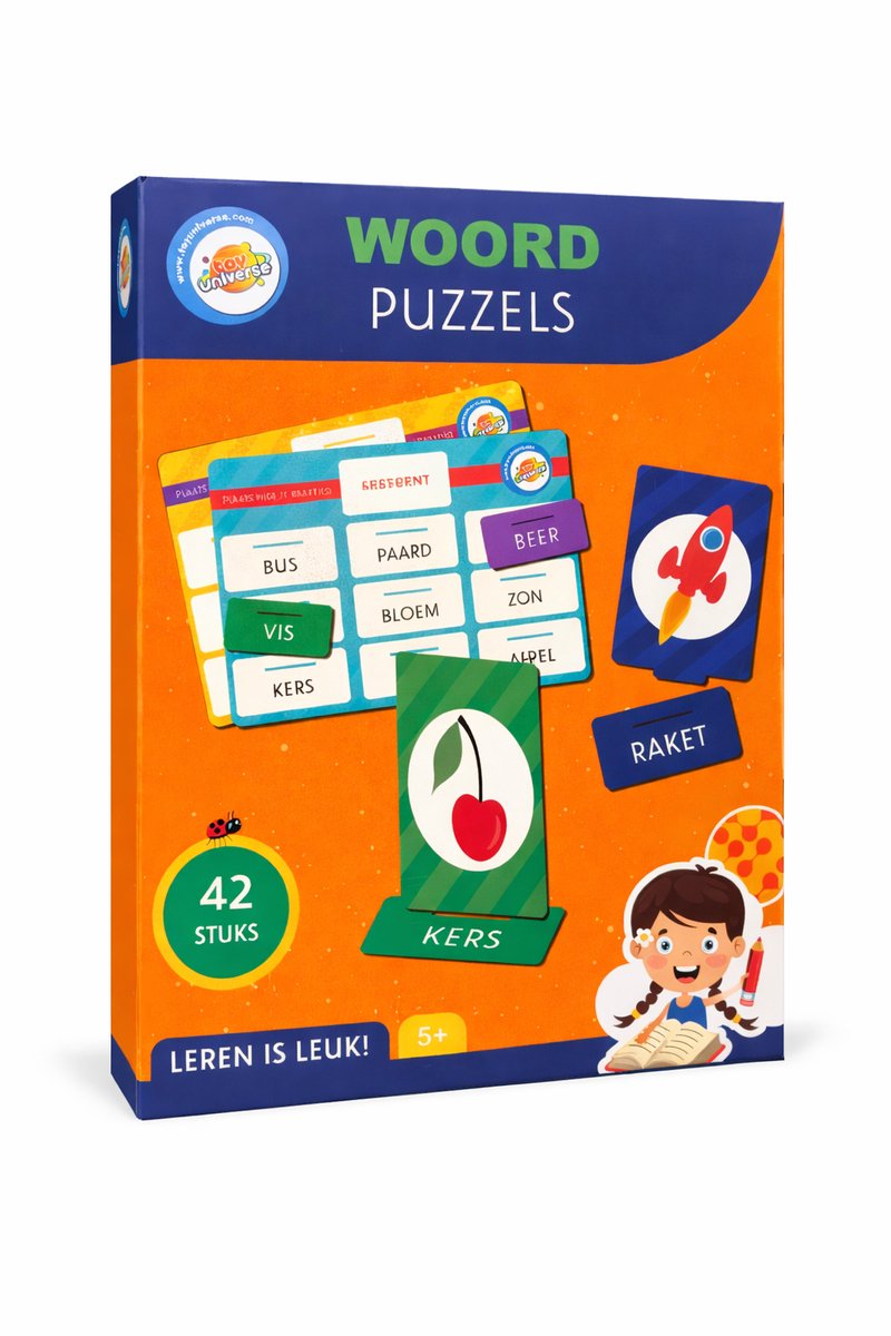 Woord Puzzels – Educatief Spel voor Kinderen 5+ – Leren Lezen & Woordenschat – 42 Stuks – Taalspel & Speelgoed