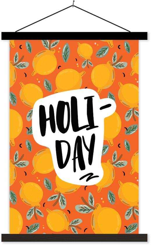 Porte-affiche avec affiche - Affiche scolaire - Citroen - Jaune - Été - 40x60 cm - Lattes noires