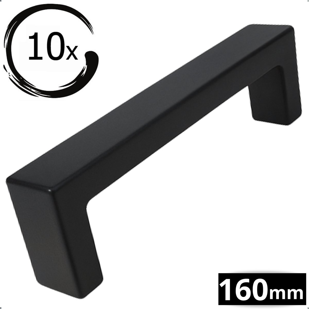 10X Handgrepen Zwart RVS - Boormaat 160mm - Greepjes - Handgreep - Handgrepen keukenkastjes - Handvatten - Meubelgreep Zwart - Handgrepen voor deurtjes