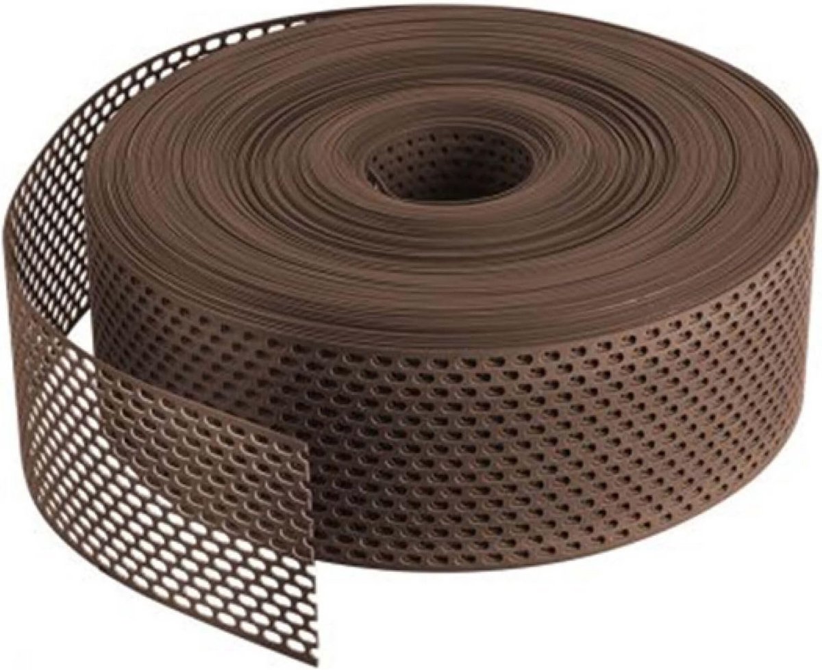 Ventilatie Dakrandrooster Bruin PVC met Ovale Perforatie 60 Meter Gevelventilatie