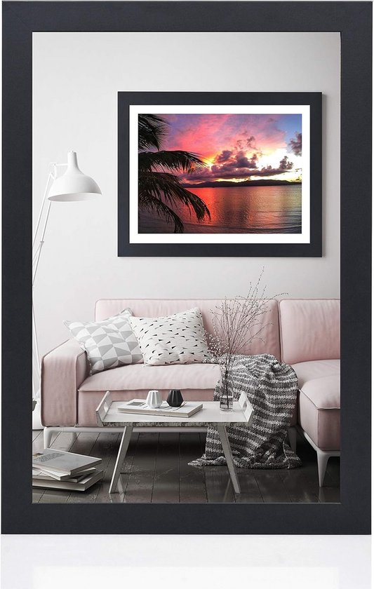 Ronde fotolijst hangende fotolijst DIY woondecoratie fotolijst houten fotodisplay standaard 8 inch zwart