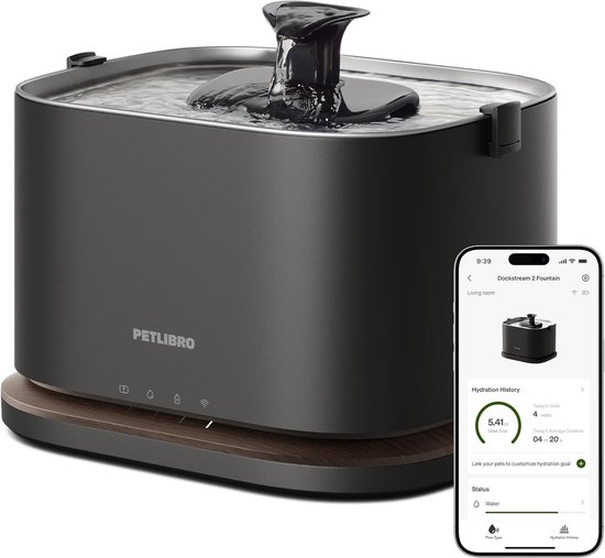 PETLIBRO Draadloze Kattenfontein – 3 Liter – Met App-bewaking, 5GHz Wifi, Roestvrijstalen Bak, 4-laags Filter – 1 Maand Batterij – Stil & Kantelvast