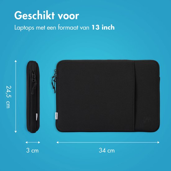 imoshion Laptop sleeve met vak - Laptop Hoes geschikt voor 13 / 13.3 / 13.6 inch - Zwart