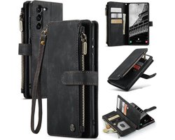 CaseMe – Telefoonhoesje geschikt voor Samsung Galaxy S23 Plus – Wallet Rits Book Case – Magnetische Sluiting & Portemonnee – PU Leer – Zwart