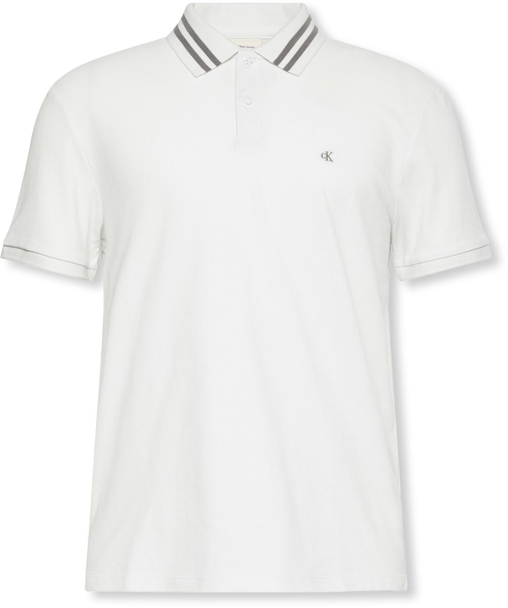 Calvin Klein Jeans Ss Monogram Pique Tipped Polo Wit