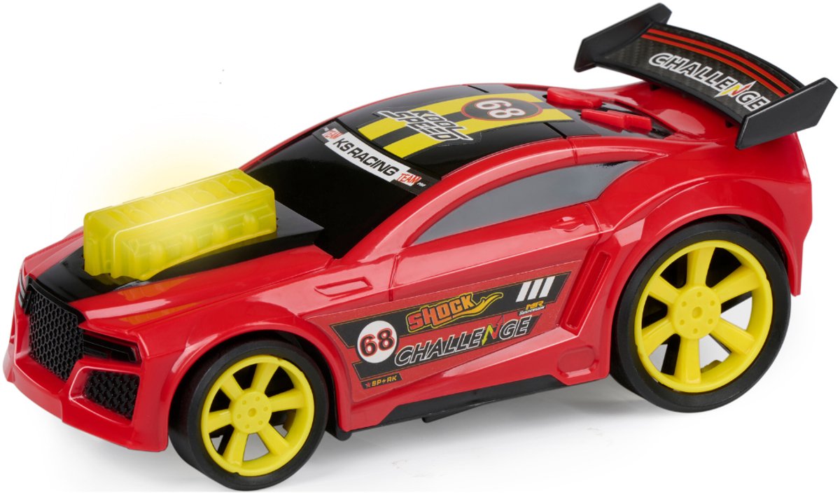 Eddy Toys Raceauto Licht & Geluid - Speelgoed Auto met Licht en Geluidseffecten - Raceauto met Spoiler en Grote Wielen - 1 Willekeurige Kleur Rood of Groen — afbeelding 3