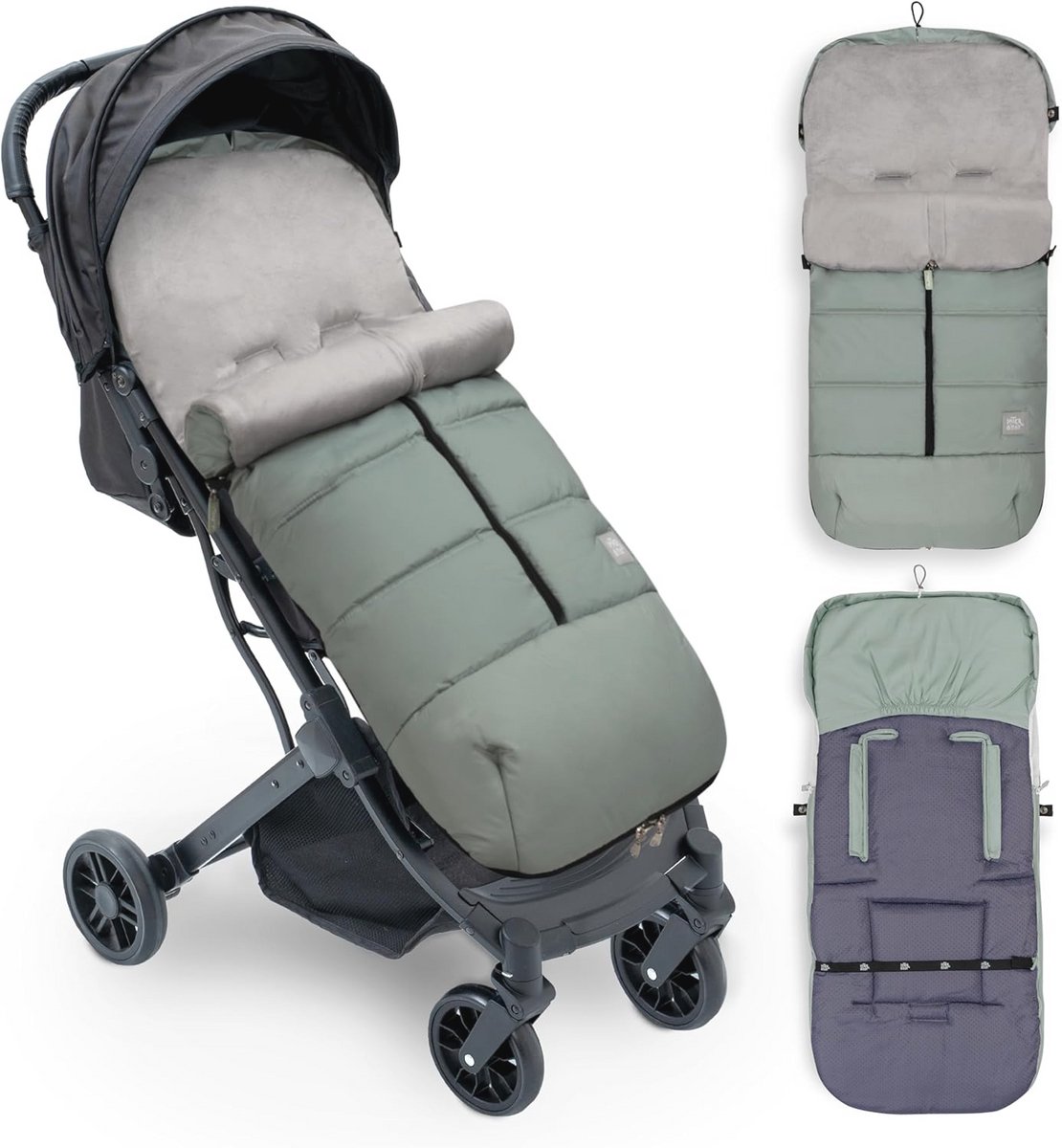 Universele voetenzak voor kinderwagen – Zacht, warm, pluche, eenvoudig te reinigen, met dubbele opening