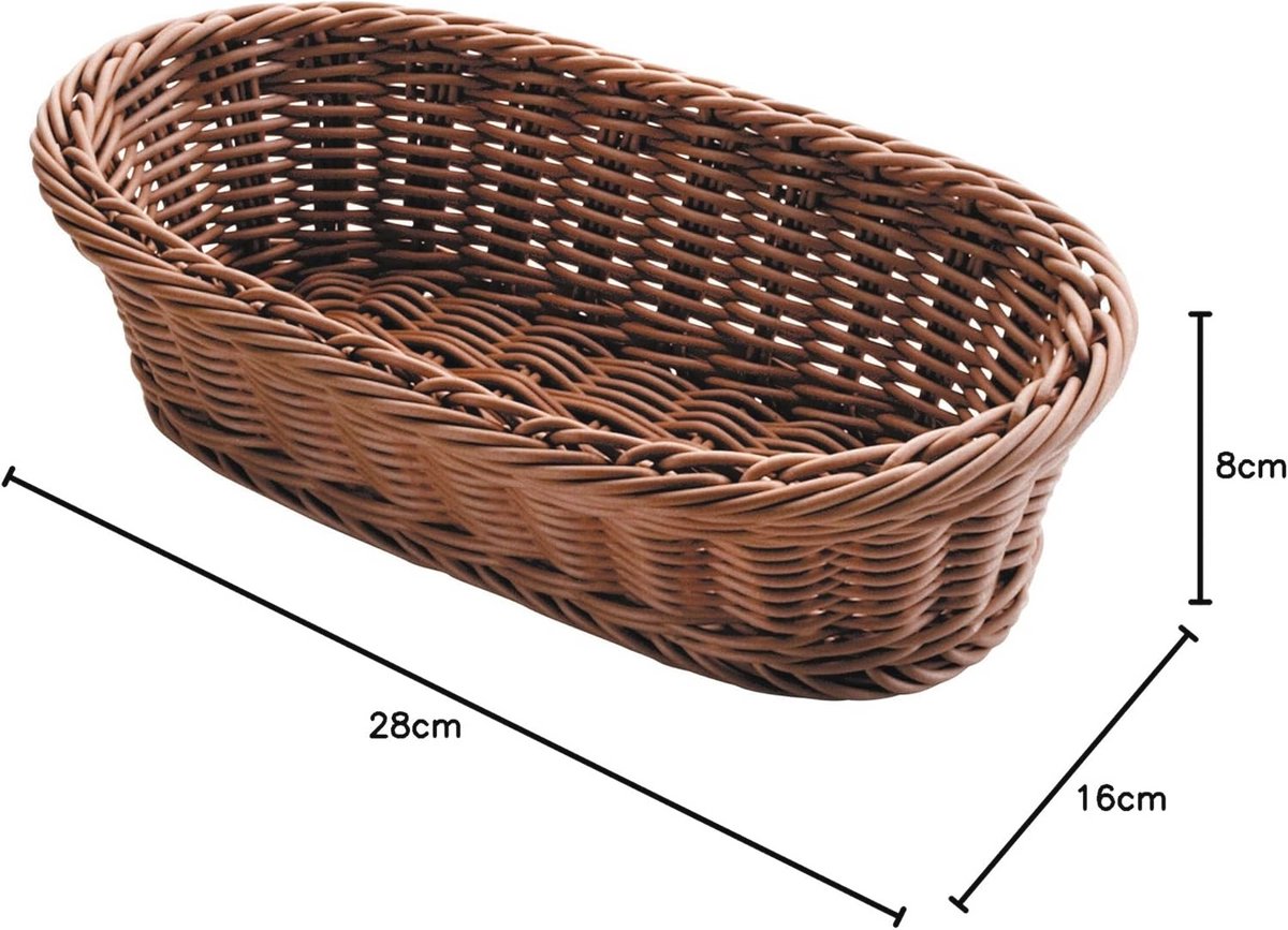 Ovale Bruine Broodmand 23x16x8 voor Intensief Gebruik