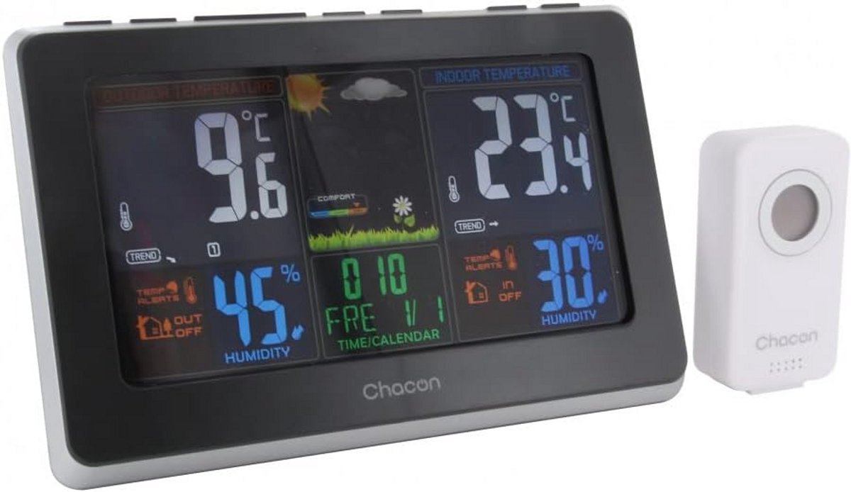 Weerstation met Kleurdisplay, Barometer en Draadloze Buitensensor