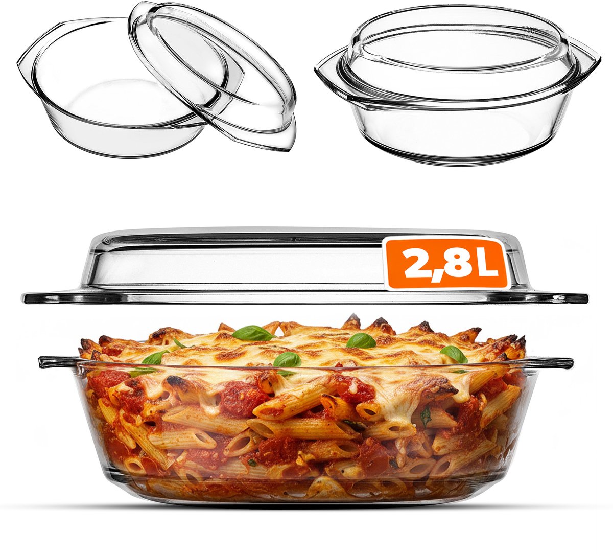 Plat En Verre Four KADAX Plat à Gratin Transparent En Verre Résistant à La Chaleur, Récipient Ignifuge Pour Lasagnes, Ragoûts De Légumes, Cocotte En Verre Pour Rôtir, Four (rectangulaire, 7 L Plats