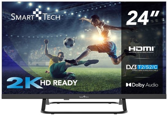 24 inch HD LED TV Smart Tech 24HN01V1C, compact, energiezuinig, HDMI USB, VESA-muurbevestiging
