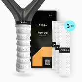 Raqa ® Viper padel grip (3-pack) – Overgrips – Padelgrips – Antislip grip – Zweetabsorberend – Wit - Extra grip & comfort – Design in NL