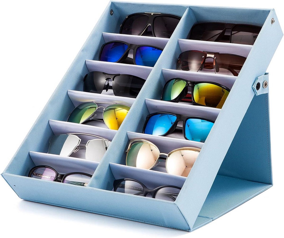 Luxe Brillendoos voor 12 Zonnebrillen en Optische Glazen met Opbergruimte