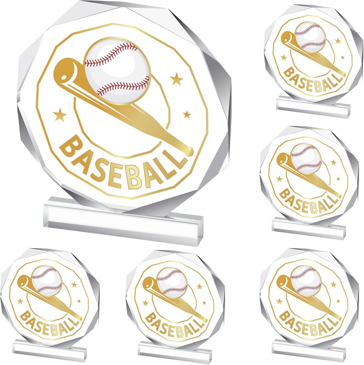 6 Stuks Acryl Sport Trofee Plaques voor Wedstrijdprijzen en Teams
