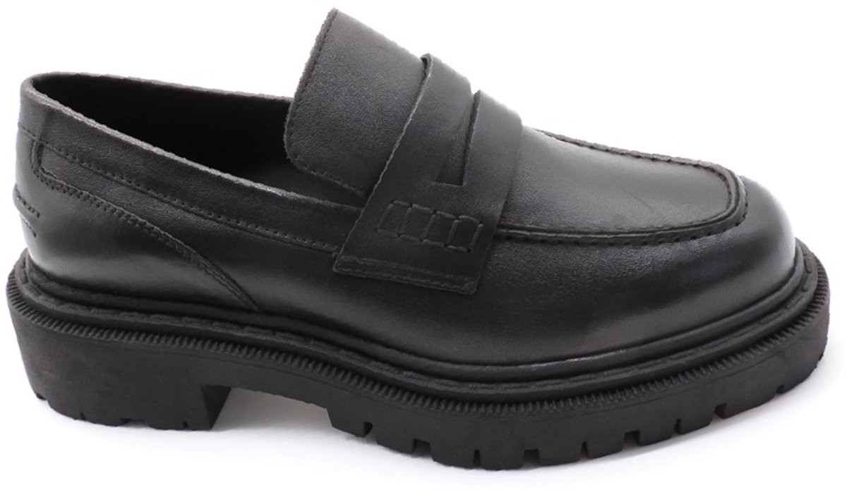 Leren Loafer Dames – Echt Leer – Zwarte Chunky Zool – Comfortabele Instapper