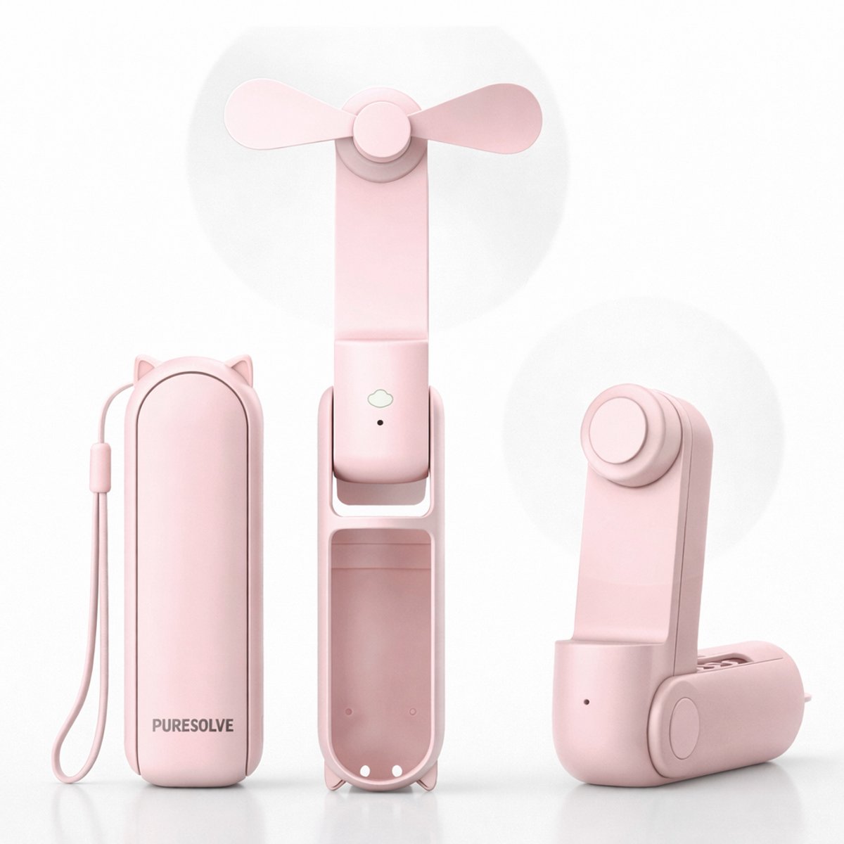 Mini- & Handventilator roze - Oplaadbaar - tafel model - 2 standen - powerbank - verkoeling - Draadloos - Tafelventilator - mini verkoeler