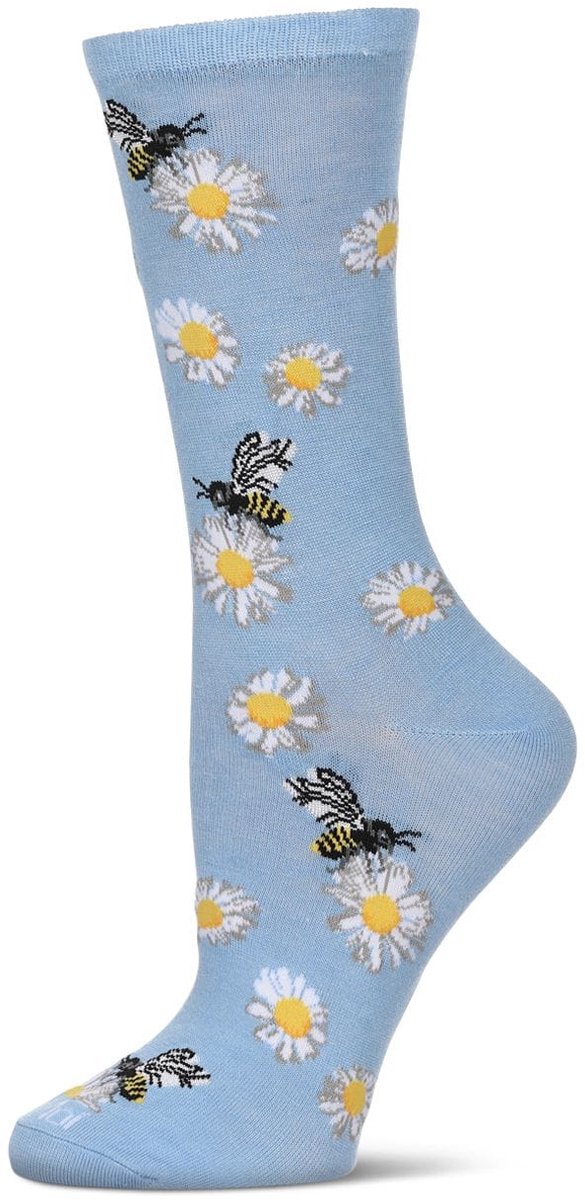 Daisy Bees Bamboo Crew Dames sokken - 3 Paar - Light Blue / Mellow Rose / Oatmeal Heather - Maat 9-11