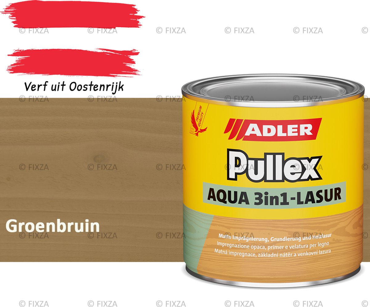 ADLER Pullex Aqua 3in1 Houtbeits Buiten – Transparante Beits – Groenbruin – 750ml – Impregneer, Grond- & Eindlaag in 1