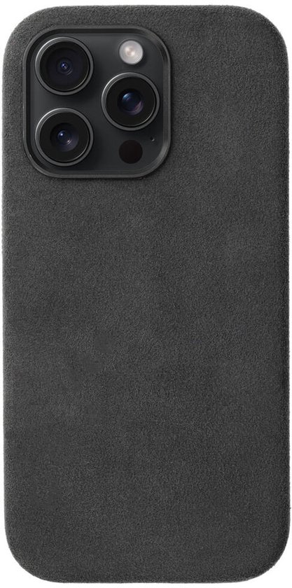 Étui Rosso Avanti Convient pour Apple iPhone 15 Pro | Compatible avec MagSafe/Qi2 | Véritable Alcantara italien | Couverture verso | Housse de protection | Gris