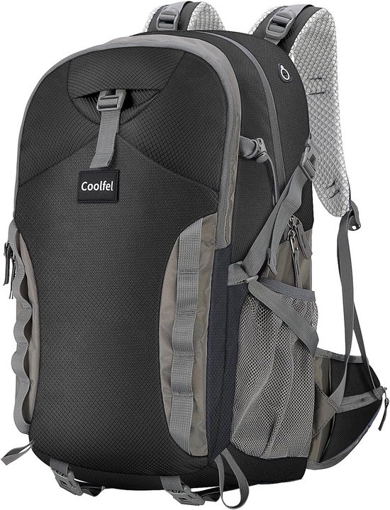 IGOLUMON 60L wandelrugzak met regenhoes, waterdicht, grote camping, rugzak, rugzak, lichtgewicht, trekking, wandelrugzak, reisrugzak voor buitensporten, Zwart, 60L
